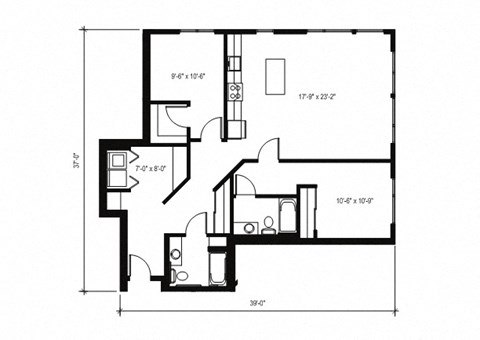 Stack House Apartments in Seattle, Washington 2x2 Floor Plan